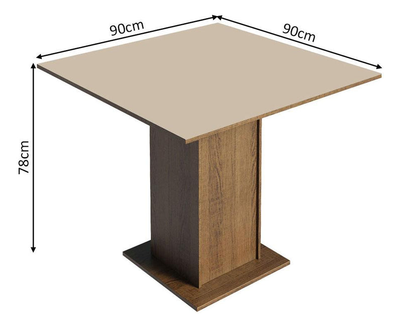 Sala De Jantar Madesa Alana Mesa Tampo De Madeira 4 Cadeiras Cor Rustic/Crema/Pérola