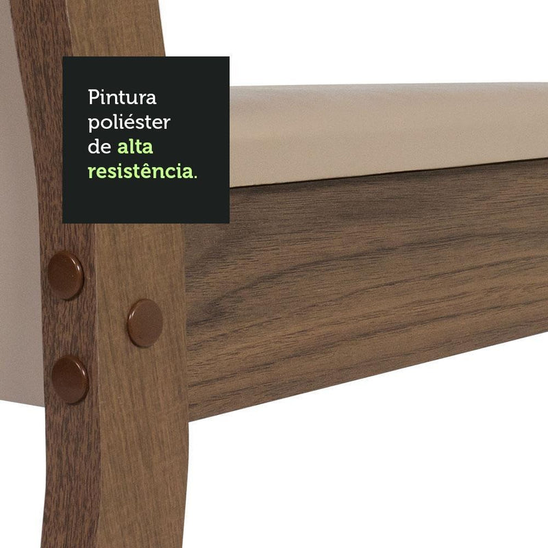 Sala De Jantar Madesa Alana Mesa Tampo De Madeira 4 Cadeiras Cor Rustic/Crema/Pérola
