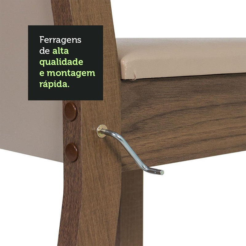 Sala De Jantar Madesa Alana Mesa Tampo De Madeira 4 Cadeiras Cor Rustic/Crema/Pérola