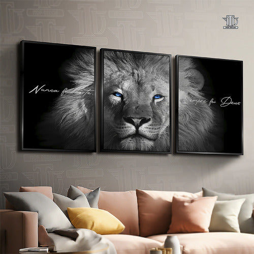 Quadros Decorativos Leão Juda Nunca Foi Sorte 122x60 Sala Hd