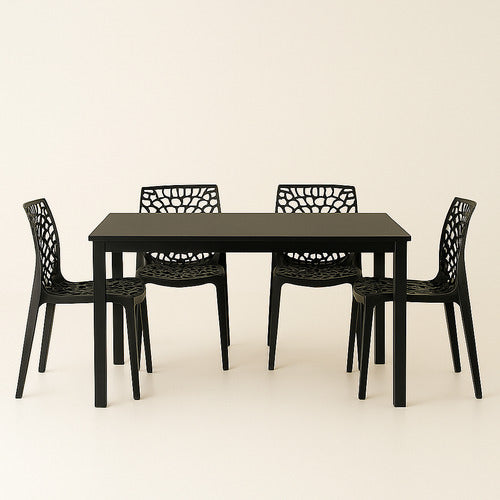 Conjunto Mesa Jantar Moderna 120x90 Industrial + 4 Cadeiras