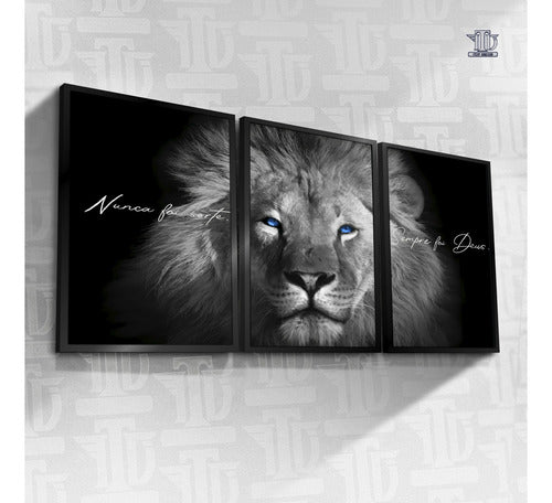 Quadros Decorativos Leão Juda Nunca Foi Sorte 122x60 Sala Hd