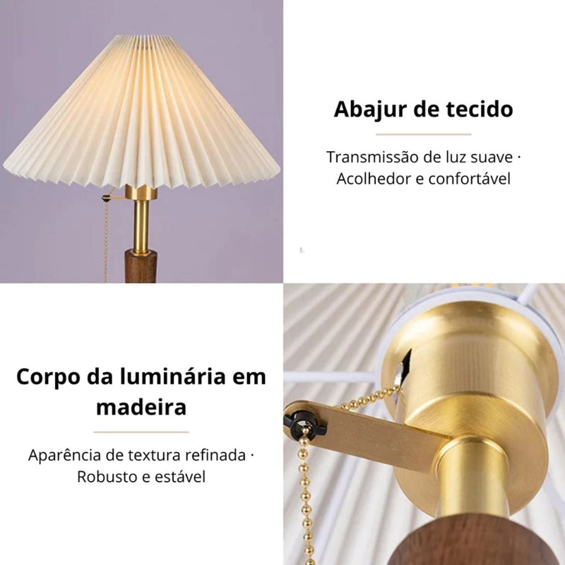 Abajur Plissado em Madeira
