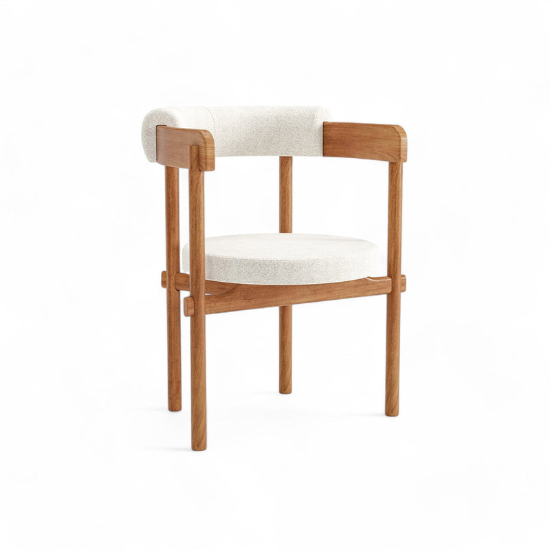 Conjunto de Mesa Oval Oslo com Tampo de Vidro na cor Fendi Base Oval com Cadeiras Alexandria de Telinha no Linho Bege 288