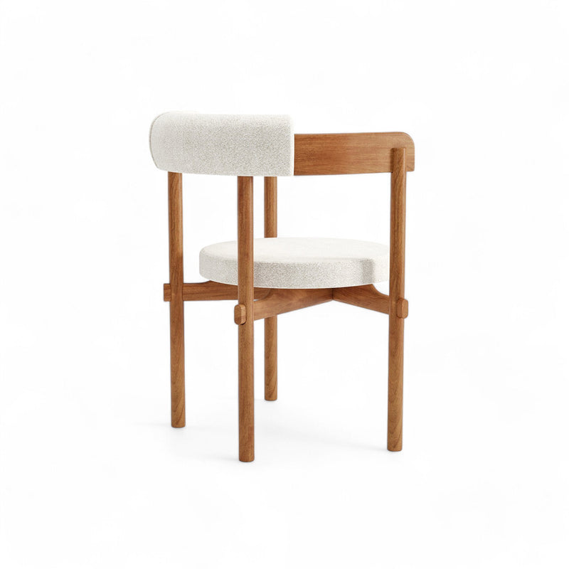 Conjunto de Mesa Oval Oslo com Tampo de Vidro na cor Fendi Base Oval com Cadeiras Alexandria de Telinha no Linho Bege 288