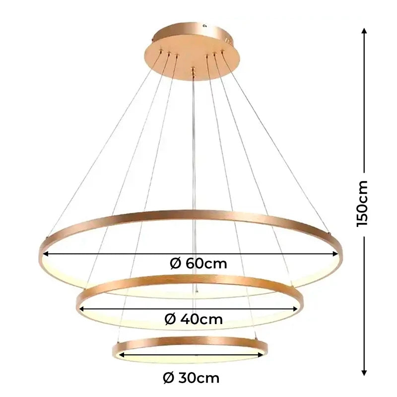 Lustre Pendente Circular Triplo em LED