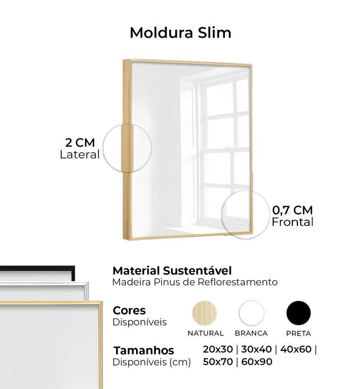 Dupla de Quadros em Vidro Gaivotas Minimalista Vida para Sala  Beleza nos Detalhes Slim Natural - 40x60 - 30x40